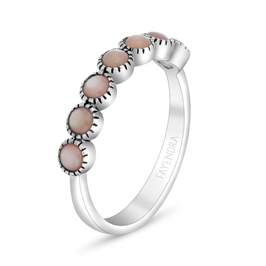 Sterling Silver 925 Ring Embedded With Natural Pink Shell