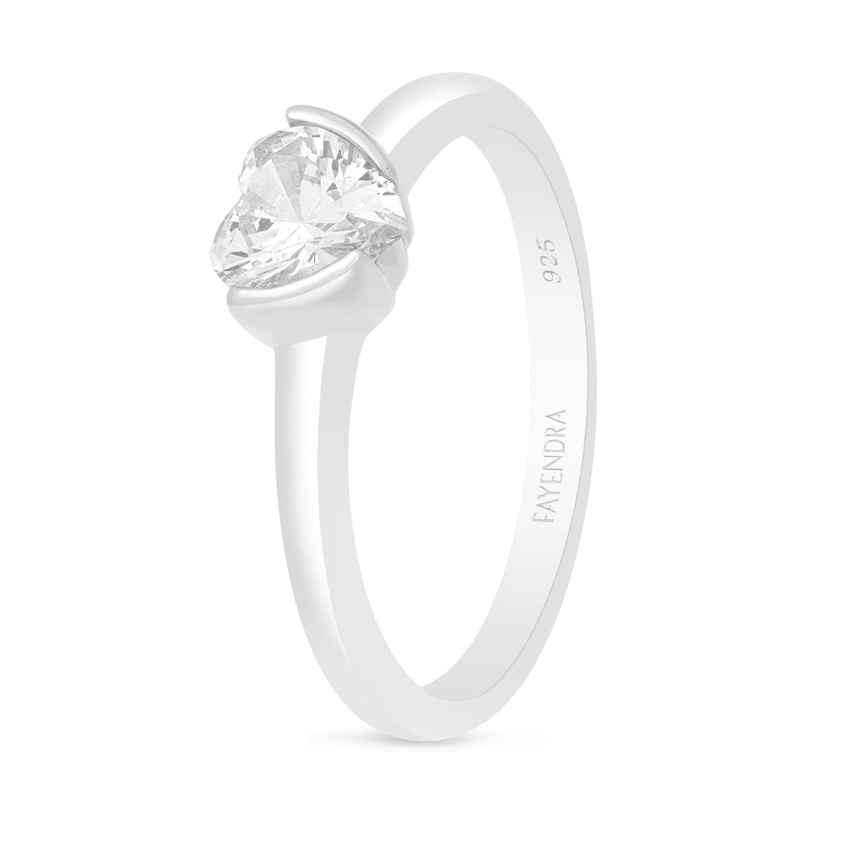 Sterling Silver 925 Ring Rhodium Plated Embedded With White Zircon