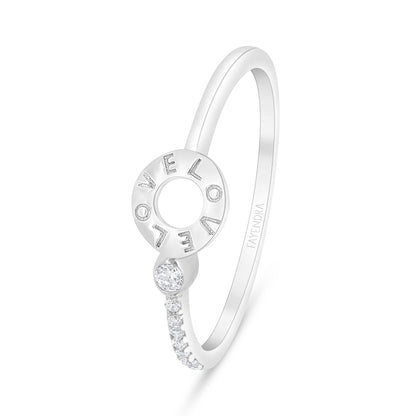 Sterling Silver 925 Ring Rhodium Plated Embedded With White Zircon