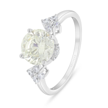 Sterling Silver 925 Ring Rhodium Plated Embedded With Diamond Zircon And White Zircon