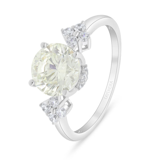 Sterling Silver 925 Ring Rhodium Plated Embedded With Diamond Zircon And White Zircon