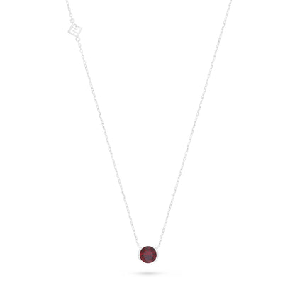Sterling Silver 925 Necklace Rhodium Plated Embedded With Ruby Corundum