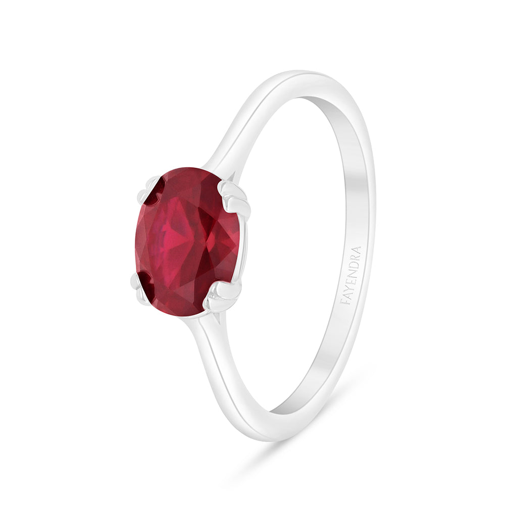 خاتم من الفضة الخالصة عيار 925 مطلي روديوم مرصع ياقوت كروندوم