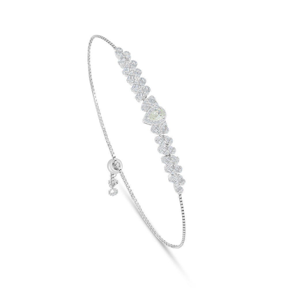 Sterling Silver 925 Set Rhodium Plated Embedded With Diamond Zircon And White Zircon