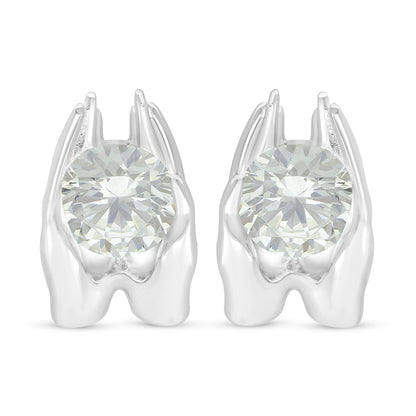 Sterling Silver 925 Earring Rhodium Plated Embedded With Diamond Zircon