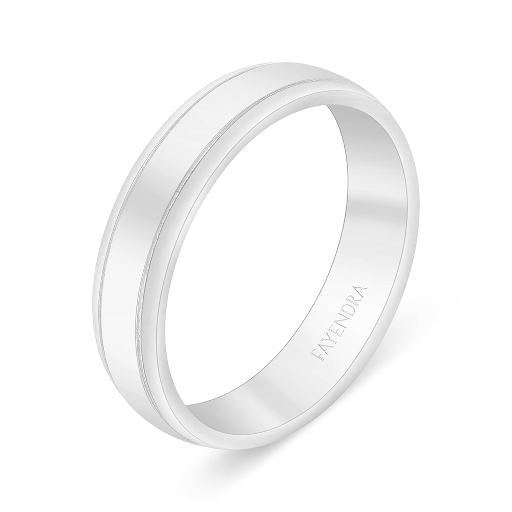 Sterling Silver 925 Wedding Ring Rhodium Plated For Men