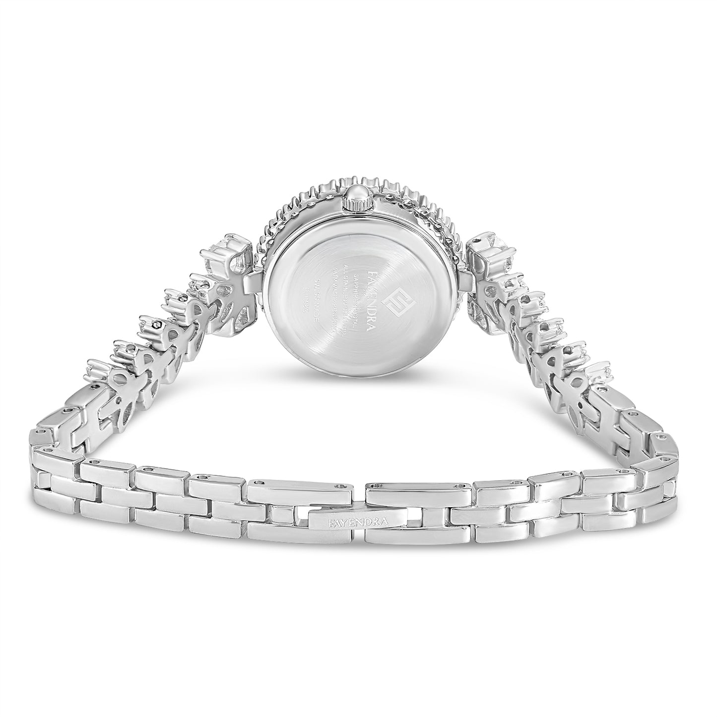 Stainless Steel 316L Watch Silver Color Embedded With White Zircon - BLUE MOP DIAL