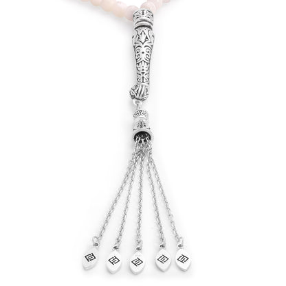 Rosary 100 White Shell Stones 6 mm With Stainless Steel 316L Set Silver And Black Plated