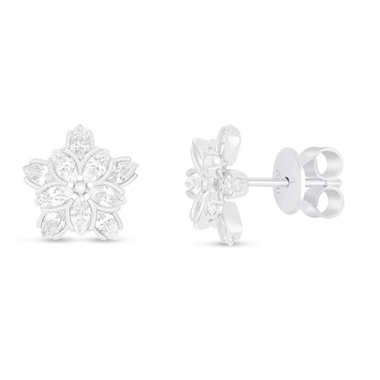 Sterling Silver 925 Earring Rhodium Plated Embedded With White Zircon