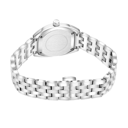 ساعة ستانلس ستيل عيار L316 بلون فضي - مينا حجر صدف ام اللالئ البني