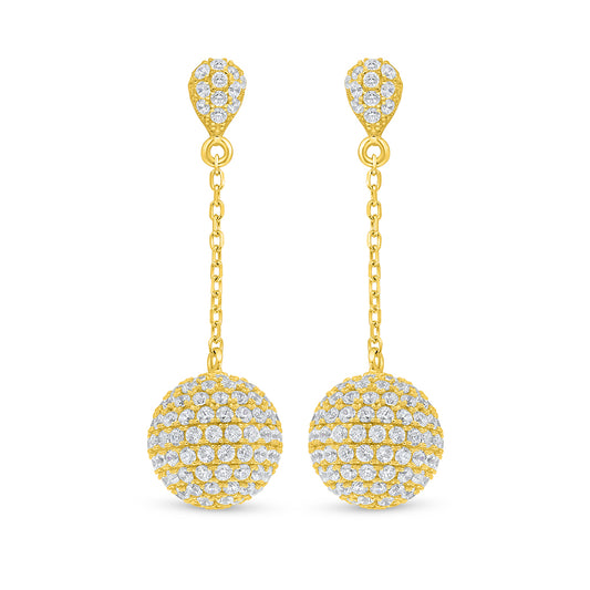 Sterling Silver 925 Earring Golden Plated Embedded With White Zircon