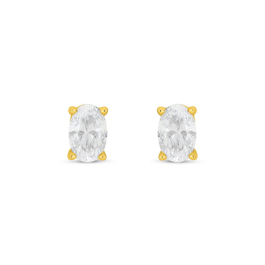 Sterling Silver 925 Earring Golden Plated Embedded With White Zircon