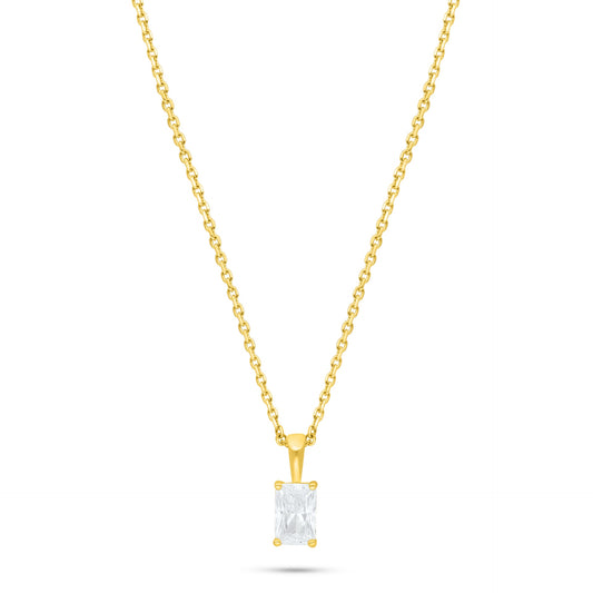 Sterling Silver 925 Necklace Golden Plated Embedded With Diamond Zircon
