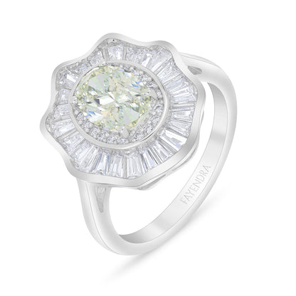 Sterling Silver 925 Ring Rhodium Plated Embedded With Diamond Zircon And White Zircon