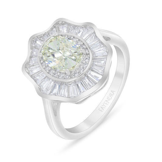 Sterling Silver 925 Ring Rhodium Plated Embedded With Diamond Zircon And White Zircon