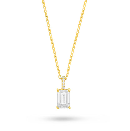 Sterling Silver 925 Necklace Golden Plated Embedded With White Zircon