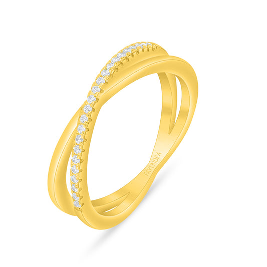 خاتم من الفضة الخالصة عيار 925 مطلي ذهبي مرصع فص ابيض