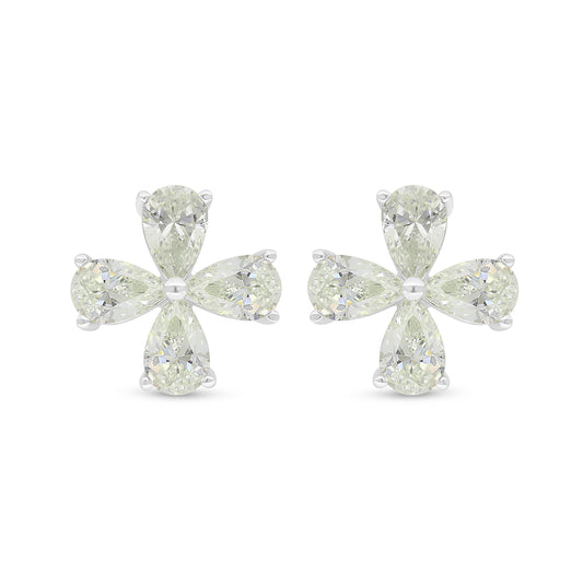 Sterling Silver 925 Earring Rhodium Plated Embedded With Yellow Diamond