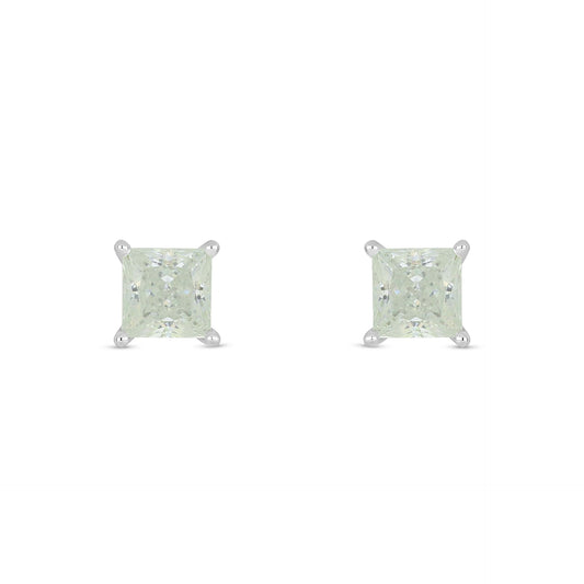 Sterling Silver 925 Earring Rhodium Plated Embedded With Diamond Zircon