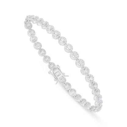 Sterling Silver 925 Bracelet Rhodium Plated Embedded With White Zircon