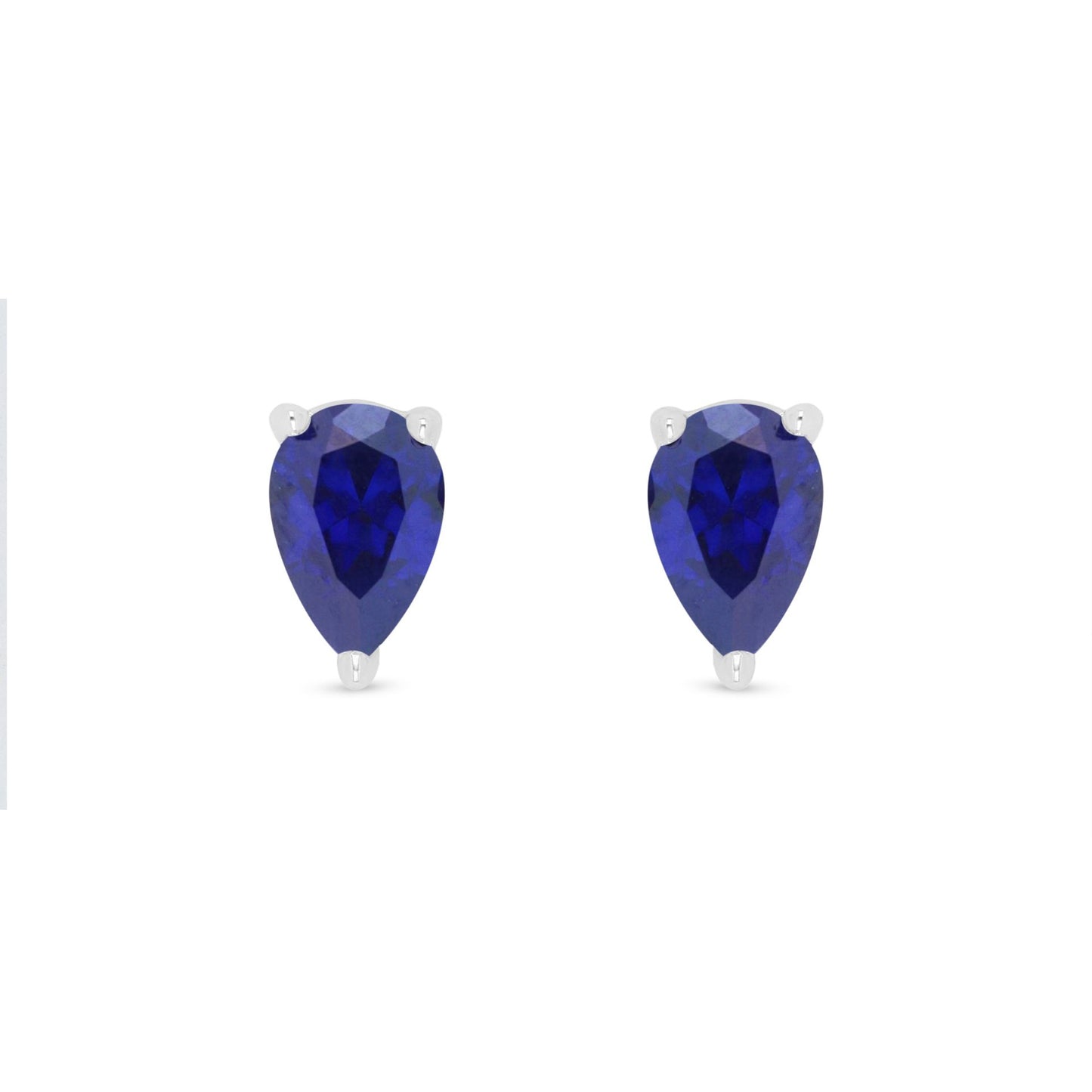 Sterling Silver 925 Earring Rhodium Plated Embedded With Sapphire Corundum And White Zircon