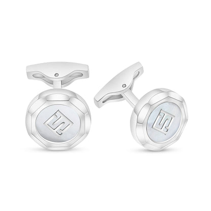 كبك ستانلس ستيل لون فضي عيار L316 مرصع احجار صدف ابيض Matt Steel