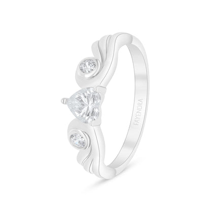 Sterling Silver 925 Ring Rhodium Plated Embedded With White Zircon
