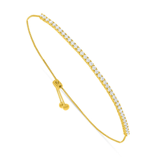 Sterling Silver 925 Bracelet Golden Plated Embedded With White Zircon