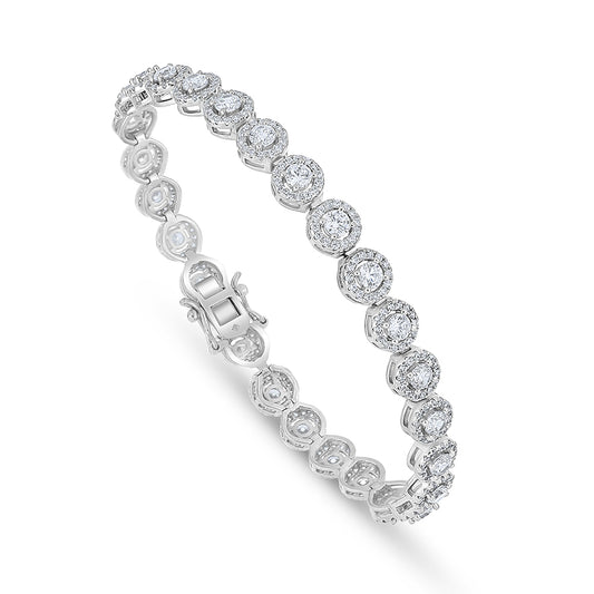 Sterling Silver 925 Bracelet Rhodium Plated Embedded With White Zircon