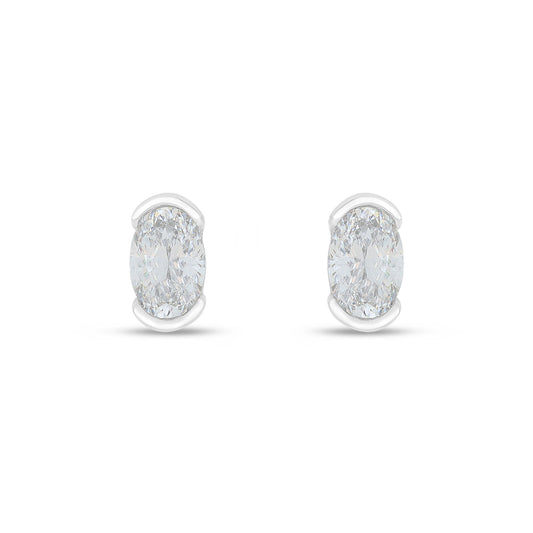 Sterling Silver 925 Earring Rhodium Plated Embedded With White Zircon