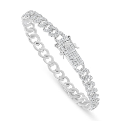 Sterling Silver 925 Bracelet Rhodium Plated Embedded With White Zircon