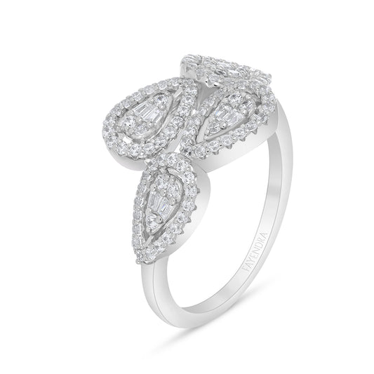 خاتم من الفضة الخالصة عيار 925 مطلي روديوم مرصع فص ابيض