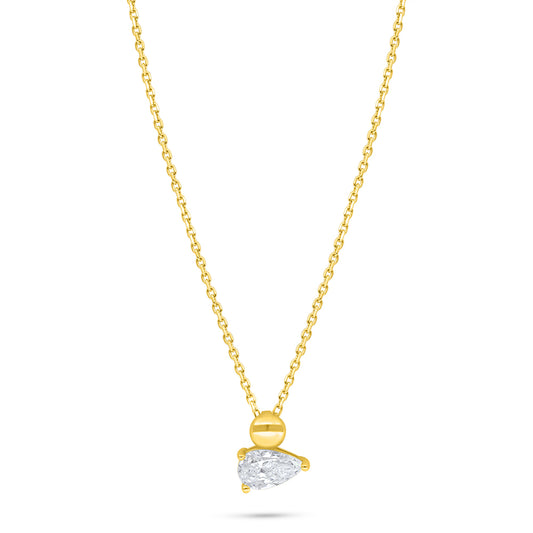 Sterling Silver 925 Necklace Golden Plated Embedded With White Zircon