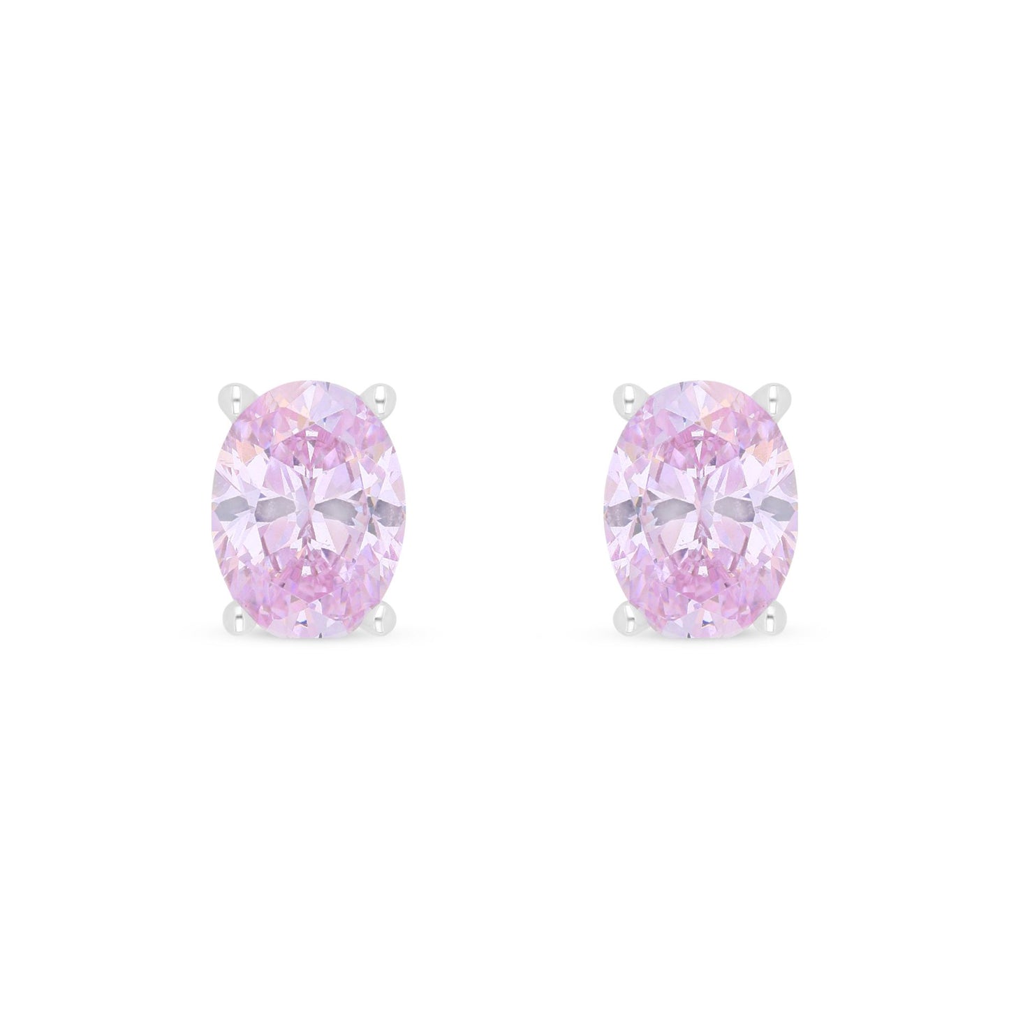 Sterling Silver 925 Earring Rhodium Plated Embedded With Pink Zircon