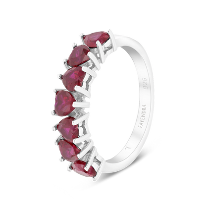 Sterling Silver 925 Ring Rhodium Plated Ruby Corundum