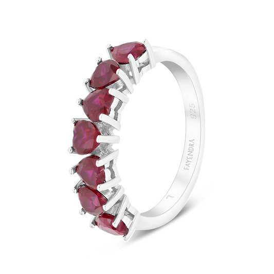 Sterling Silver 925 Ring Rhodium Plated Ruby Corundum
