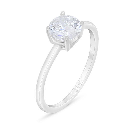 خاتم من الفضة الخالصة عيار 925 مطلي روديوم مرصع فص ابيض