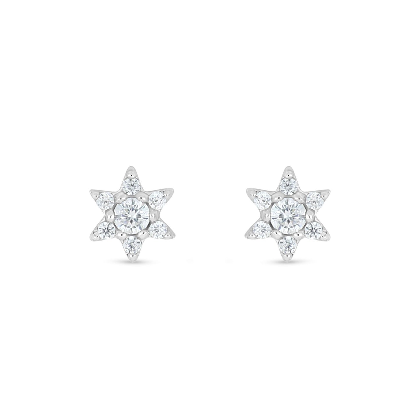 Sterling Silver 925 Earring Rhodium Plated Embedded With White Zircon