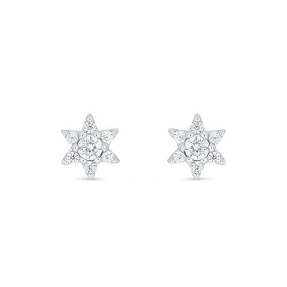 Sterling Silver 925 Earring Rhodium Plated Embedded With White Zircon