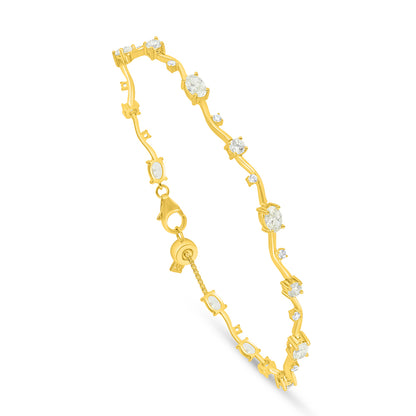 اسورة من الفضة الخالصة عيار 925 مطلية ذهبي مرصعة بالزركون الكناري الالماسي و فص ابيض