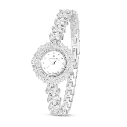 Stainless Steel 316L Watch Silver Color Embedded With White Zircon - WHITE MOP DIAL