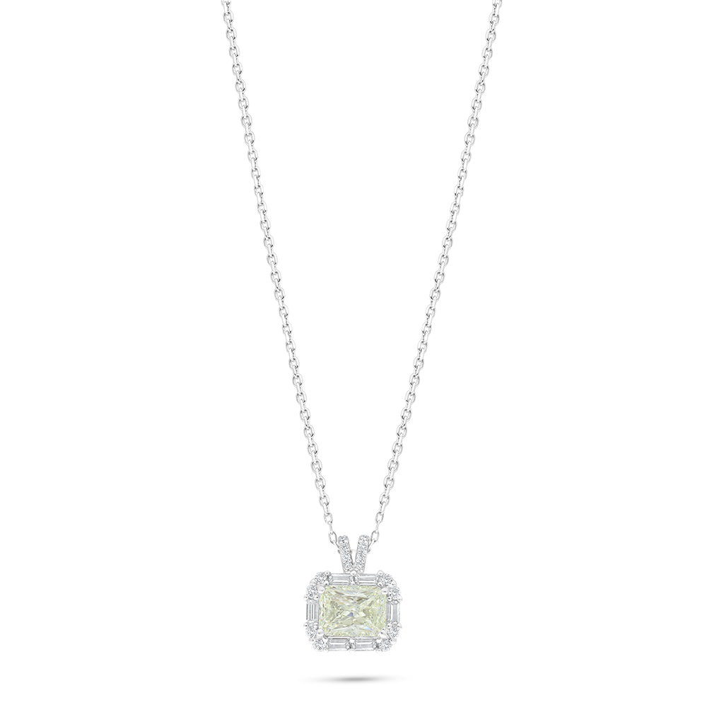 Sterling Silver 925 Necklace Rhodium Plated Embedded With Diamond Zircon And White Zircon