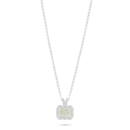 Sterling Silver 925 Necklace Rhodium Plated Embedded With Diamond Zircon And White Zircon