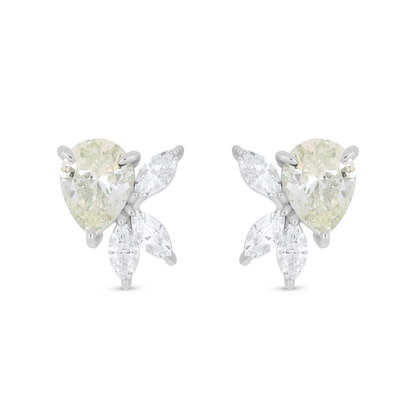 Sterling Silver 925 Earring Rhodium Plated Embedded With Diamond Zircon And White Zircon