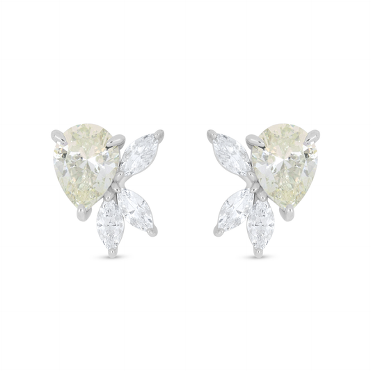 Sterling Silver 925 Earring Rhodium Plated Embedded With Diamond Zircon And White Zircon