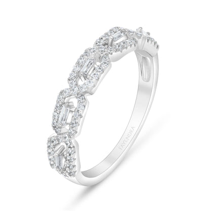 خاتم من الفضة الخالصة عيار 925 مطلي روديوم مرصع فص ابيض