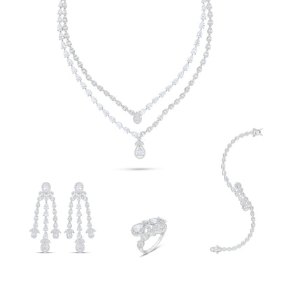 Sterling Silver 925 Set Rhodium Plated Embedded With White Zircon