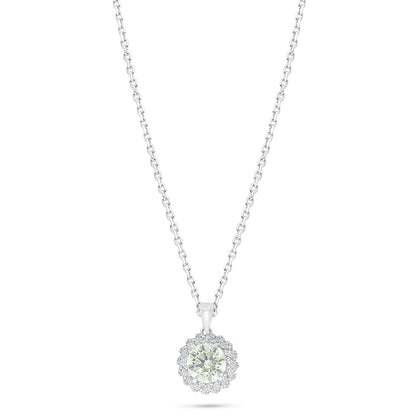 Sterling Silver 925 Necklace Rhodium Plated Embedded With Diamond Zircon And White Zircon