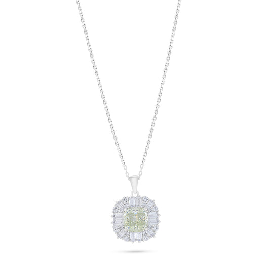 Sterling Silver 925 Necklace Rhodium Plated Embedded With Diamond Zircon And White Zircon