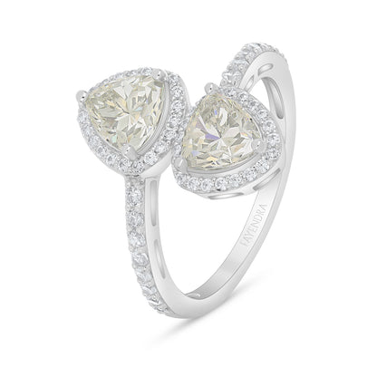 Sterling Silver 925 Ring Rhodium Plated Embedded With Diamond Zircon And White Zircon